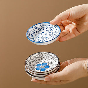 Blue & White Ceramic Soy Sauce Dish | Japanese Small Dipping Bowl - 6 PC Set