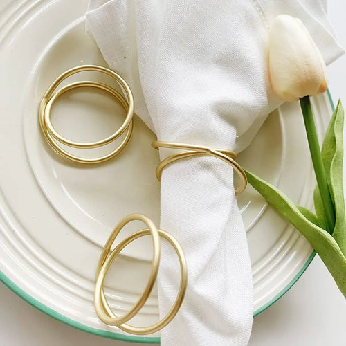 Exquisite Gold Napkin Rings | Metal Bands for Wedding Party Dinner