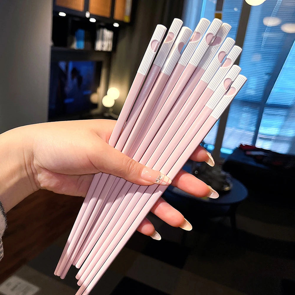 Cute Heart Colorful Japanese Chopsticks | Reusable Tableware - 5 Pairs