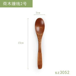 Solid Wood Japanese Soup Spoons | Asian Tableware - 1 Set