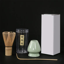 Load image into Gallery viewer, Green Matcha Tool Set | Bamboo Whisk, Tea Scoop, and Holder - 3 Pc