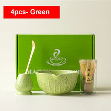 Load image into Gallery viewer, Green Speckled Matcha Set | Japanese Bowl Spout Whisk Tea Gift 4 Pc Set