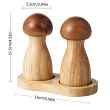 Load image into Gallery viewer, Cute Wooden Mushroom Pepper Grinder Mills Shakers with Tray - 3 Pc Set