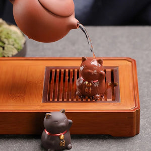 Lucky Cat Tea Pet | Purple Sand Clay for Chinese Tea Ceremony - 1 Pc