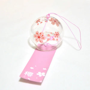 Sakura Japanese Wind Chimes | Glass Furin Flower Bells for Garden - 1 Pc