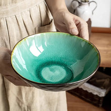 Load image into Gallery viewer, Green Ceramic Ramen Bowl | Japanese Noodle Soup Rice Donburi Bowls - 1 Pc