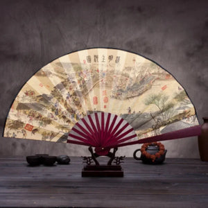 Traditional Japanese Fan | Bamboo Painting Folding Display - 1 Pc