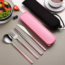 Load image into Gallery viewer, Metal Chopsticks Set with Spoon Fork in Travel Box and Portable Case