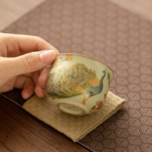 Load image into Gallery viewer, Peacock Chinese Tea Cup | Ornate Ceramic Bird - 1 Pc