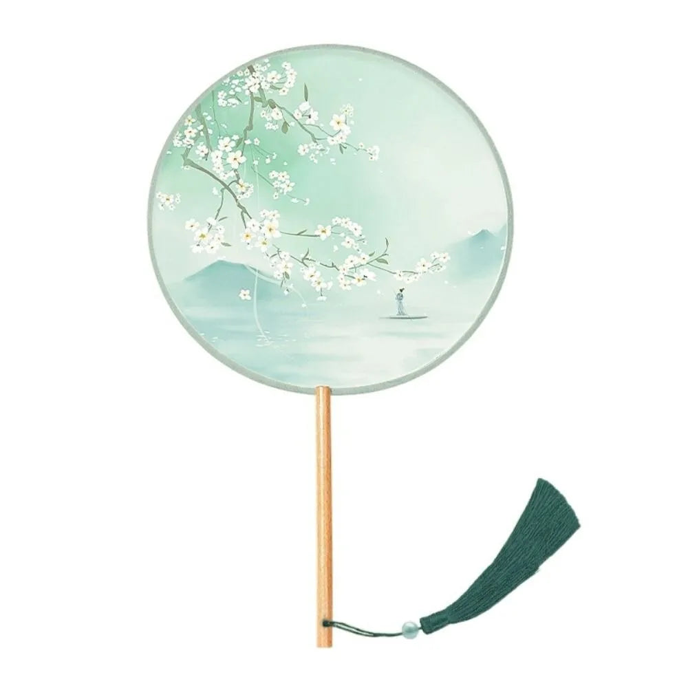 Round Fans Guest Favors | Vintage Chinese Silk with Tassel - 1 Pc