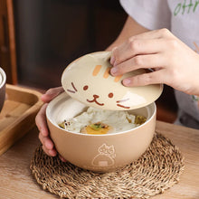 Load image into Gallery viewer, Cute Cat Ramen Bowl | Japanese Ceramic Kitty Soup Bowls with Lid