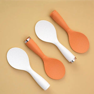 Cute Orange Standing Rice Paddle | Non-Stick Long Handle Shamoji Spoon Scoop Spatula - 1 Pc