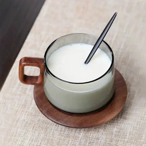 Glass Tea Infuser Cup with Filter & Wood Handle | Heat Resistant Mug