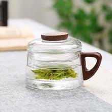 Load image into Gallery viewer, Glass Tea Infuser Cup with Filter &amp; Wood Handle | Heat Resistant Mug