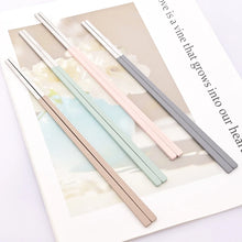 Load image into Gallery viewer, Matte Pastel Stainless Steel Korean Metal Chopsticks | Green Pink Gray Brown - 10 pairs