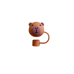 Cute Capybara Straw Toppers | Reusable Silicone Covers Cap - 1 Pc