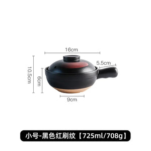 Small Donabe Pot with Handle | Compact Japanese Claypot Rice with Lid - 1 Pc