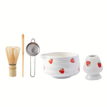Load image into Gallery viewer, Strawberry Matcha Bowl Tea Set | Cute Fruit Japanese Whisk Holder