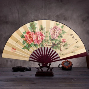 Traditional Japanese Fan | Bamboo Painting Folding Display - 1 Pc