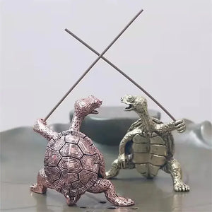 Metal Turtle Stance Incense Holder | Vintage Bronze Stick Burner - 1 Pc