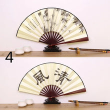 Load image into Gallery viewer, Japanese Fan | Silk Bamboo Calligraphy Folding Display - 1 Pc