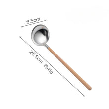 Load image into Gallery viewer, Japanese Metal Ladle with Wooden Handle | Asian Soup Spoons and Strainer - 1 Pc Style