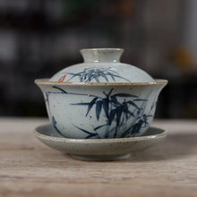 Load image into Gallery viewer, Bamboo Gaiwan Tea Set | Handpainted Chinese Teapot Steeping Tea