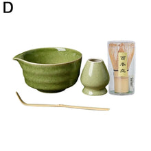 Load image into Gallery viewer, Green Japanese Matcha Set| Chawan Bowl with Bamboo Whisk Scoop and Holder - 4 Pc