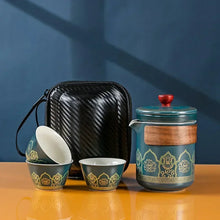 Load image into Gallery viewer, Central Asia Portable Travel Tea Set Ceramic Teapot with Cups &amp; Bag - 1 Set
