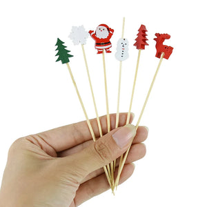 Christmas Fancy Toothpicks | Tree Santa Food Decorative Sticks - 50/100Pcs