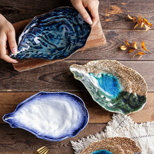 Load image into Gallery viewer, Oyster Shape Japanese Plates | Ceramic Sashimi Sushi Platters - 1 Pc