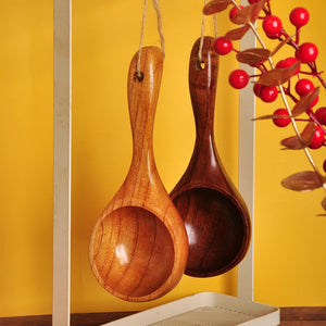 Large Thick Wooden Ladle | Japanese Asian Soup Spoons - 1 Pc