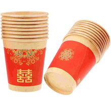 Load image into Gallery viewer, Disposable Chinese Wedding Paper Cups for Tea Ceremony | Red Double Happiness - 50 Pc Set