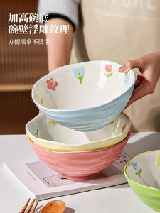 Bright Japanese Ramen Bowls | Pink Green Yellow Blue Ceramic Donburi Bowl - 1 Pc