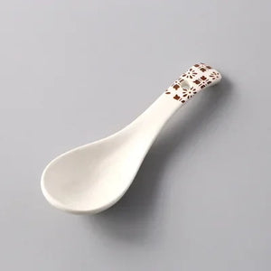 White Asian Soup Spoons | Classic Japanese Ceramic Spoon Tableware - 1 Pc