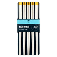 Load image into Gallery viewer, Elegant White &amp; Gold Metal Alloy Reusable Tableware Chopsticks | 5 Pair Set
