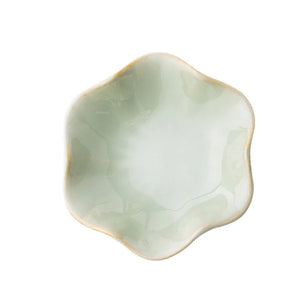 Light Green Ceramic Trinket Dish | Dainty Lotus Jewelry Tray - 1 Pc