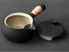 Load image into Gallery viewer, Black Traditional Japanese Teapot | Kyusu Style Ceramic Pottery Side Handle - 1 Pc