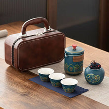 Load image into Gallery viewer, Travel Tea Set with Leather Case | Portable Gongfu Ceramic Teapot Cups - 5 Pc