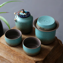 Load image into Gallery viewer, Spring Blue Chinese Tea Set with Giftbox | Modern Pottery Cups - 8 Pc