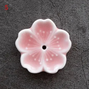 Cherry Blossom Ceramic Incense Holder | Cute Sakura Flower Stick Burners - 1 Pc