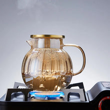 Load image into Gallery viewer, Amber Glass Teapot with Strainer on Stove | Heat Resistant Glass Kettle Pot - 1 Pc