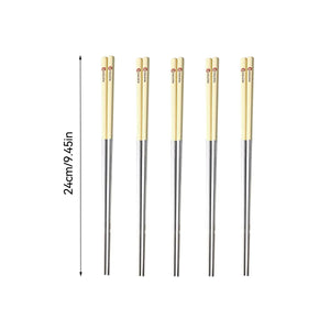 Cute Colorful Animal Korean Metal Chopsticks for Family Kids | 5 Pair Set