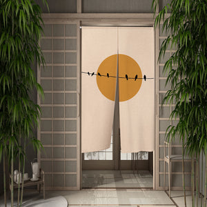 Orange Noren Curtain | Modern Japanese Door Linen Curtains - 1 Pc