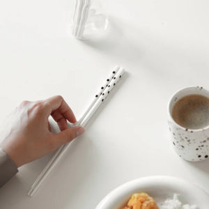 White Polka Dot Ceramic Chopsticks | Luxury Chinese Spotted Set - 2/4 Pairs