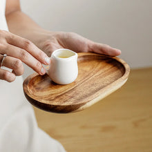 Load image into Gallery viewer, Small Walnut Wooden Serving Tray | Cute Wood Platters for Tea Food - 1 Pc