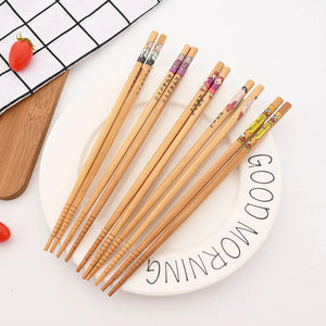 bamboo chopsticks - reusable wood chopstick in set of 5 pairs 