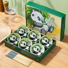 Load image into Gallery viewer, Panda Japanese Bowl and Wooden Chopsticks Set with Box - 2/4/6 Sets