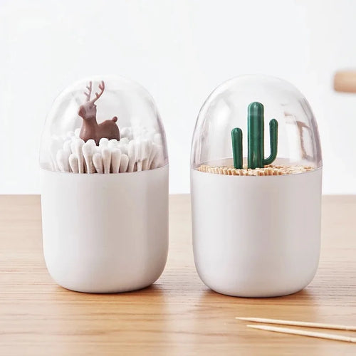 Cactus Toothpick Holder | Rabbit Deer Cotton Swabs Tooth Pick Dispensers - 1 Pc