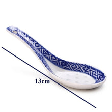 Load image into Gallery viewer, Traditional Blue and White Ceramic Pattern Chinese Soup Spoon for Porridge | 5pcs